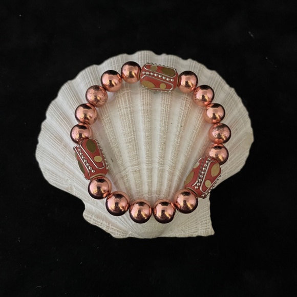 Grounding & Protection Rose Gold Hematite Beaded Stretch Bracelet - Picture 2 of 5